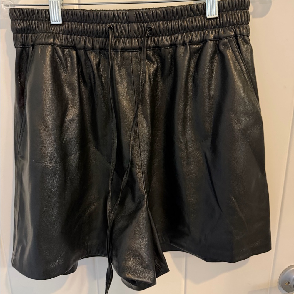 Good American High Waist Black Leather Shorts Size 3, Brand New with Tags